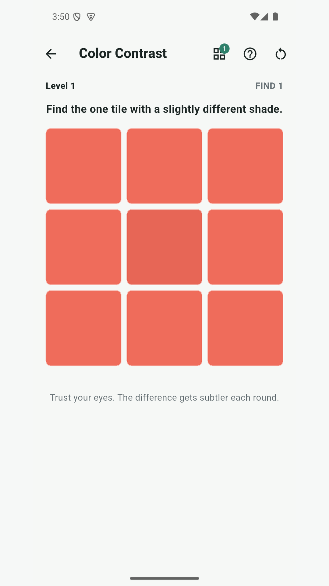 Color Contrast puzzle screen